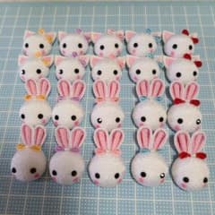 ①つまみ細工うさぎ・ねこパーツセットのサムネイル