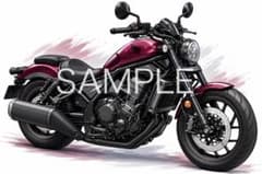 ホンダ レブル1100 デフォルメ アート 絵 バイク A4 変更可のサムネイル