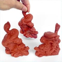 —可愛い龍です—素焼き龍置物3個セット