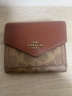 COACH 三つ折り財布 ブラウン/レッド ミニ財布 コーチのサムネイル
