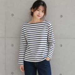 美品 オーシバル ORCIVAL フランス製 ボーダー バスクシャツ ネイビー