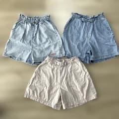 ショートパンツ3点セット（デニム・ピンクベージュ）のサムネイル