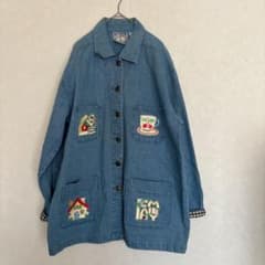 メアリーエンゲルブライト 刺繍 チェックジャケット デニム ビッグ 