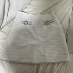 ツイード ミニスカート パール装飾 ホワイトのサムネイル