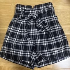チェック柄 ハーフパンツ キュロット リボン付きのサムネイル