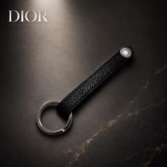Dior レザー キーリング キーホルダー ブラック シルバー キーチェーン