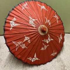 和傘 蛇の目傘 折り鶴柄 こけし持ち手のサムネイル