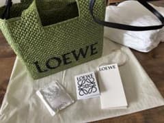 LOEWE ラフィア スクエア バスケットバッグ グリーン - メルカリ
