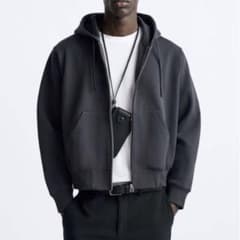 【完売品】短丈 ZARA ジップアップデニムパーカー S ZARA◇ジップアップデニムパーカー