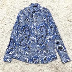 ETRO ペイズリー フラワー シアーシャツ シルク コットン イタリア製 M 