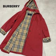 バーバリー　ノバチェック　赤　ステンカラーコートコート　USA フード バーバリー ノバチェック 赤 ステンカラーコートコート USA フード