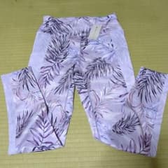 SUKALAスカラ未使用タグ付ヨガパンツ Lリーフパープルかわいい定価