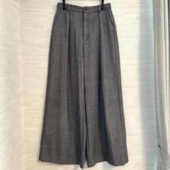GU チェック柄 タックワイドパンツ グレー レディース Mのサムネイル