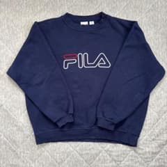 FILA 90s〜00s カナダ製 刺繍ロゴ ネイビースウェットのサムネイル