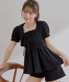 【Chico】ぺプラムキャミ+ボレロセット　ブラックのサムネイル