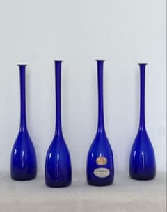 レトロ コバルトブルー 酒瓶 一輪挿し 花瓶 4本セット 花器 ビードロ レトロ コバルトブルー 酒瓶 一輪挿し 花瓶 4本セット 花器 ビードロ