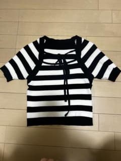 半袖 リブニット ボーダー柄 Fのサムネイル