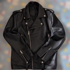ダブルライダースジャケット 本革 ブラック 4XLサイズ 牛革 VINTAGE