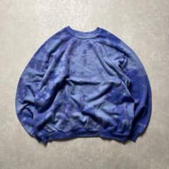 USA製90sTULTEXスウェットシャツ無地タイダイダークブルーコットンポリ 