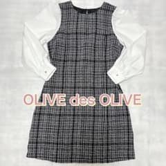 OLIVE des OLIVE ツイード切替ワンピース 長袖のサムネイル