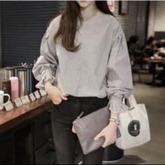送料込♡キャンディースリーブストライプブラウスシャツのサムネイル