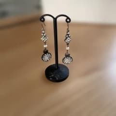 Antique-style pearl and rhinestone drop earrings