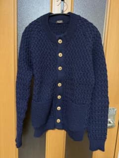Mr.OLIVE カーディガン　Ｍ ウール100% ミスターオリーブ　ネイビーのサムネイル