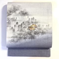 6k536 名古屋帯　絹　紬　手書き　グレー　茶色　黒　柄物　和装　着物 6k536 名古屋帯 絹 紬 手書き グレー 茶色 黒 柄物 和装 着物 - メルカリ