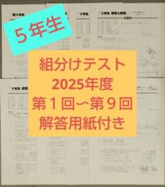 四谷大塚 2025年度 組分けテスト 第1回～第9回 解答用紙付き 5年