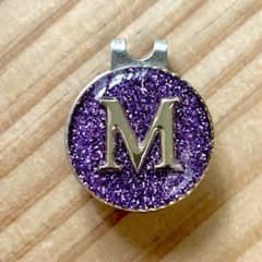ゴルフマーカー"イニシャルM"パープル