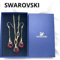 箱付き美品】スワロフスキー ネックレス ピアス セット 赤 - メルカリ