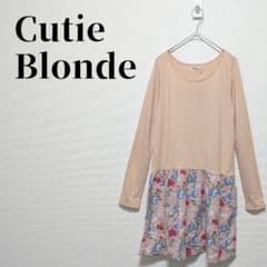 【新品タグ付】キューティーブロンド　花柄切替チュニック　ベージュピンク　サイズM