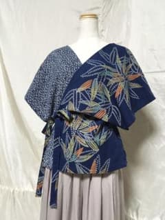 ◆和甦品◆浴衣リメイク  カシュクールtops  ナンバー笹のサムネイル