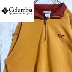 【希少！】コロンビア　スウェット　黄土色　Ｌ　ハーフジップ　カレッジ　ボックスのサムネイル