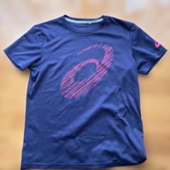 ASICS ネイビー Tシャツ ロゴプリントのサムネイル