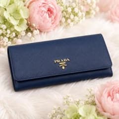 PRADA プラダ 折り財布 長財布 サフィアーノ メタルロゴ 青系 ブルーのサムネイル