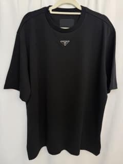 PRADA Tシャツ 半袖 三角プレート ロゴプレート ブラック 黒 メンズ M 