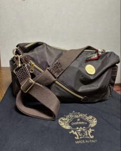 美品】オロビアンコ2wayショルダー カーキ×ブラウンクロコ型押し