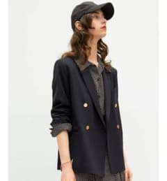 金釦ダブルブレザー　紺　ネイビー　ジャケット　milaowenのサムネイル