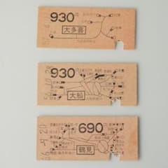 国鉄 硬券 地図式乗車券 3枚セット 大多喜 大船 鶴見　昭和56年　57年のサムネイル