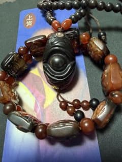 ペー様専用、上肯天珠‼️西蔵老礦紅玉髄八大吉祥財神梵字バングル仏眼