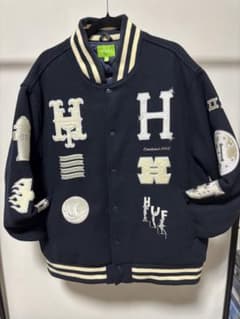 HUF 20周年 スタジャン フルデコスタジャン 刺繍ロゴ デカロゴ XLのサムネイル
