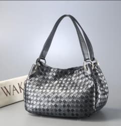 WAKO 銀座和光 ワコー メッシュレザー ハンドバッグ メタリック グレー系 WAKO 銀座和光 ワコー メッシュレザー ハンドバッグ メタリック グレー