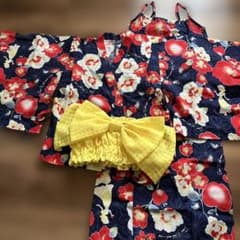 ディズニープリンセス 花柄浴衣 リボン付き130のサムネイル