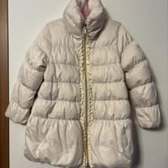 ミキハウス　フリル付きホワイトダウンコート 120