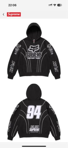 Supreme x Fox Racing Mサイズ ブラックパーカー Supreme x Fox Racing Zip Up Hooded Sweatshirts Black パーカー