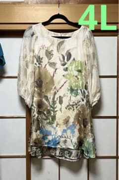 ◆3L〜4L ◆大きいサイズ◆素敵な花柄シフォンワンピースのサムネイル