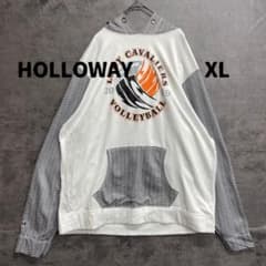 ホロウェイ 白 フードパーカー バレーボール XL プリント 裏起毛【7661】のサムネイル