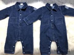 デニムロンパース　双子　サイズ70-80のサムネイル