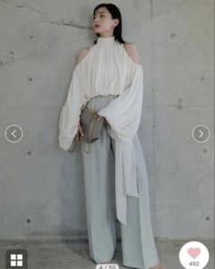 ⭐︎新品未使用／タグ付き⭐︎anuans ツータックドワイドパンツ(S)MINTのサムネイル